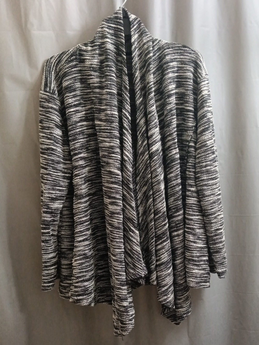 My Beloved Black & White Marled Open-Front Cardigan